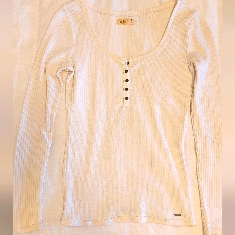 Cream Long Sleeve Henley Top